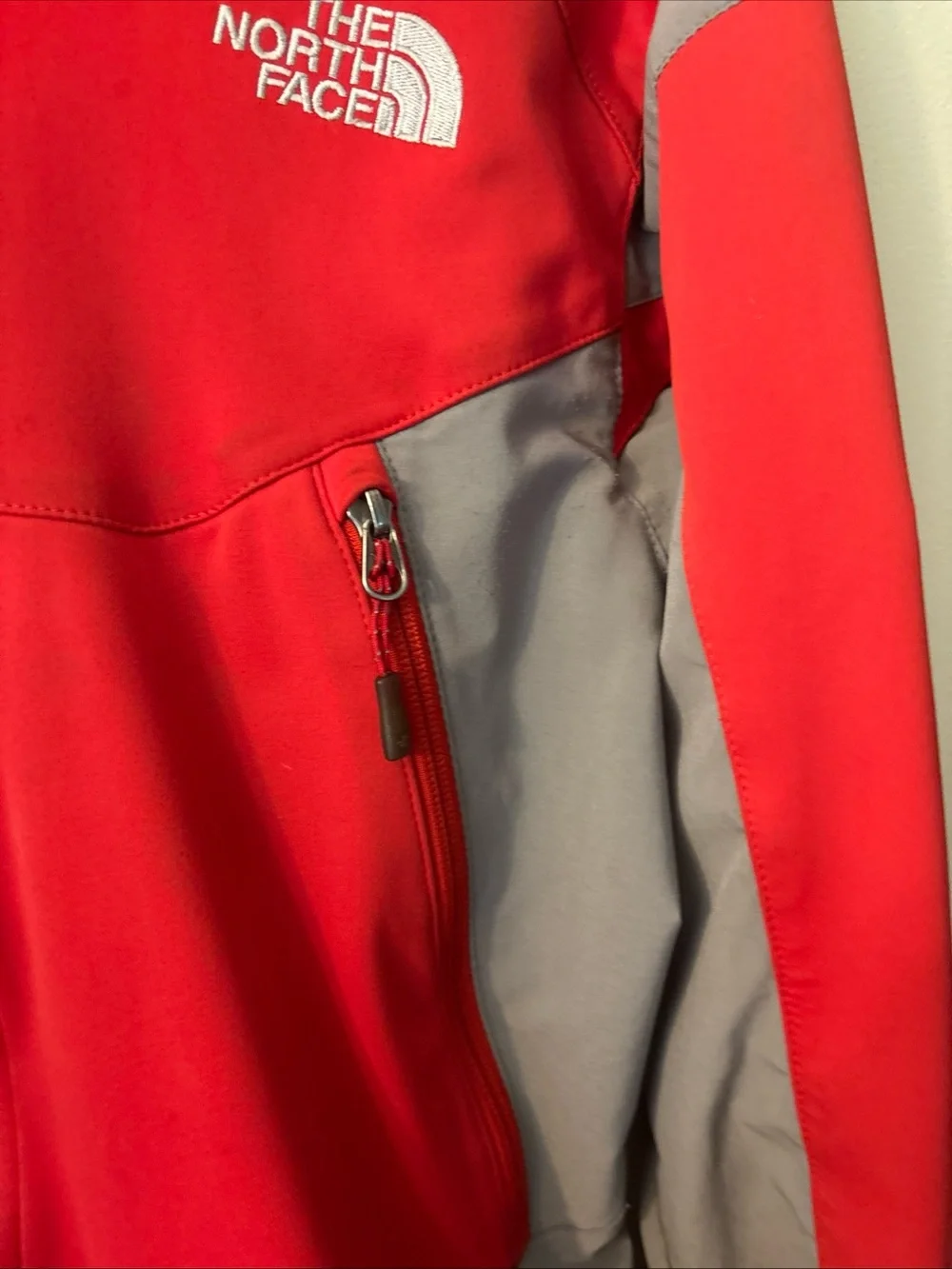 The North Face Kids Red & Gray Hooded Softshell Jacket